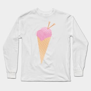 Knitting Ice Cream Cone Long Sleeve T-Shirt